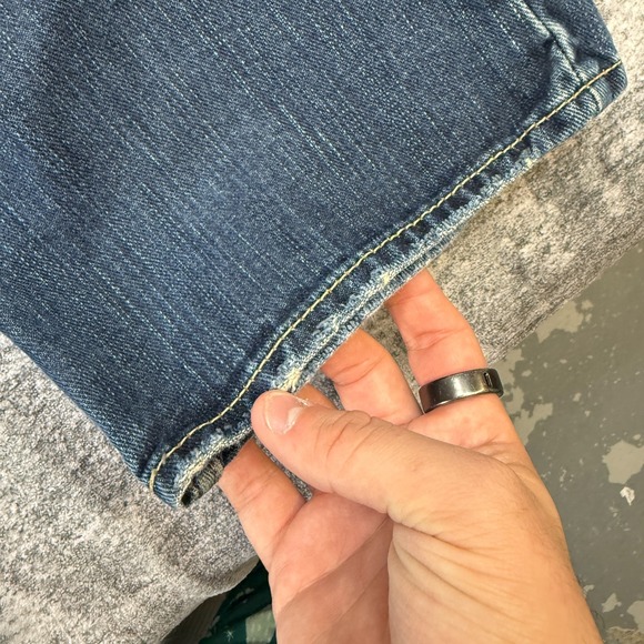 Y2K American Eagle Jeans Mens 28x30 (27x28) Bootcut Faded Denim Western Skater - Picture 2 of 13